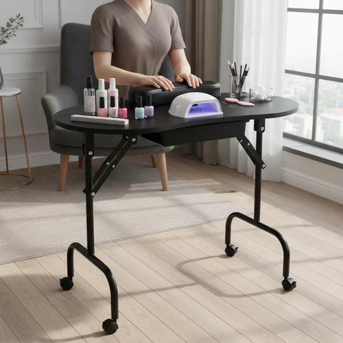 Mesa de manicura portatil plegable Negro