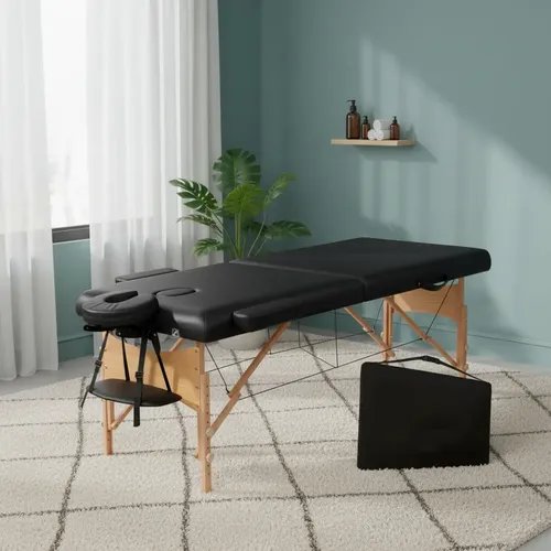 Camilla portatil plegable 185 x 60 x 60 Negro