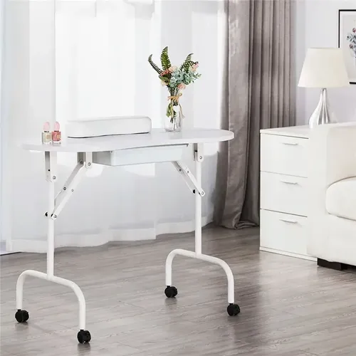 Mesa de manicura portatil plegable Blanco