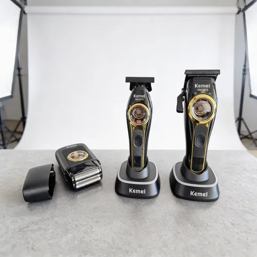 Kit clipper + trimmer + shaver inalambrico Cepillo de limpieza, base de carga y maletin de almacenamiento