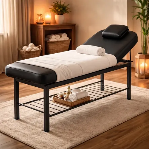 Camilla fija 2 cuerpos 182 x 61 x 60 Negro