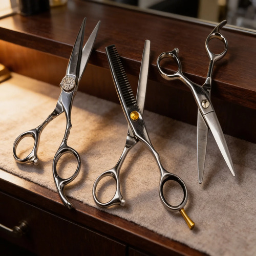 Tijeras De Corte Profesionales Para Barbería Y Peluqueria Plateado